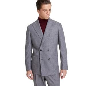 Tommy Hilfiger Men's Grey Wool Modern-Fit Double-Breasted Suit Jacket Size 40L
